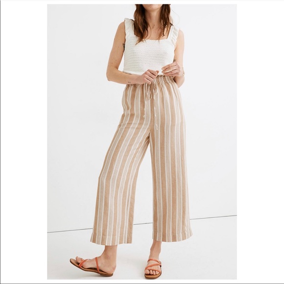 Madewell Pants - MADEWELL Smocked Houston Stripe Crop Pants